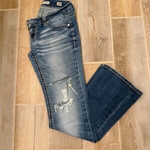 BKE Sabrina Boot Leg Jeans with Distressed Details
